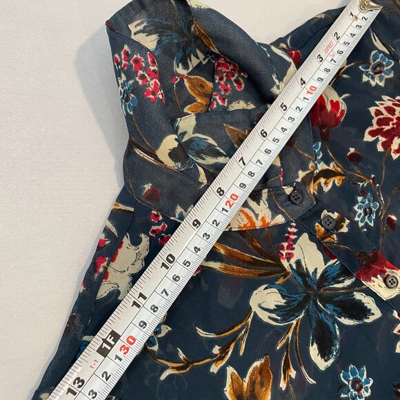 ~ ZARA  Sheer* XS Tunic Blouse/Dress Floral Botanical Boho Button Up Long Sleeve - Picture 12 of 16